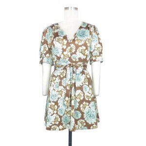 Happy X Nature Floral Puff Sleeve Dress Sz Medium bohemian cottagecore earth